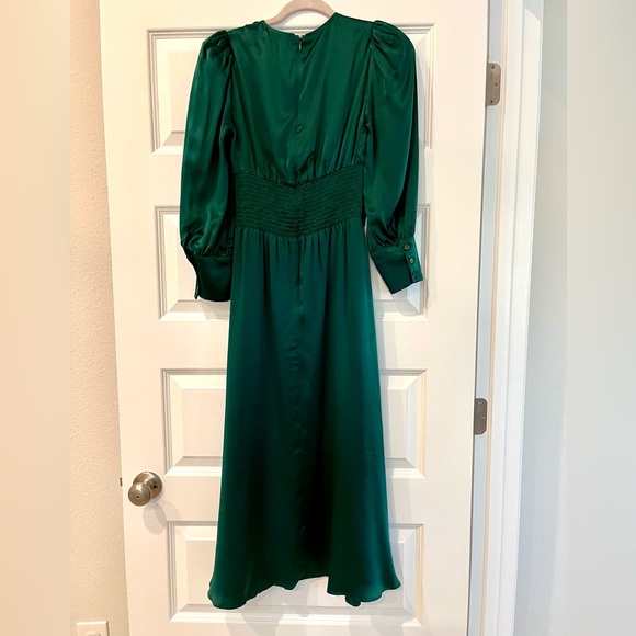 Reformation Women's Keats Deep Green Event Pure Silk Dress - Picture 9 of 11